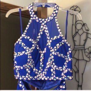 Royal blue 2 piece prom dress